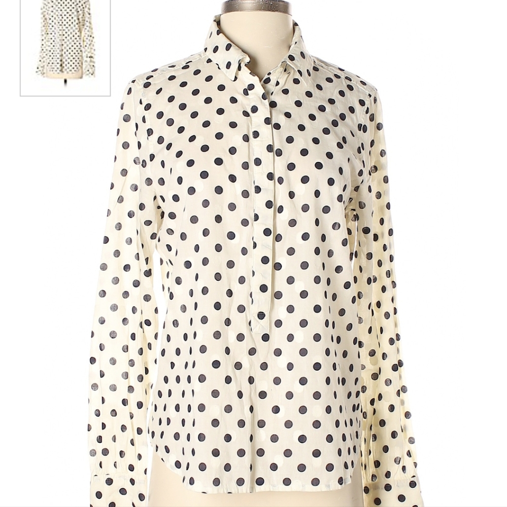 J. CREW Jacquard Dot Popover Shirt